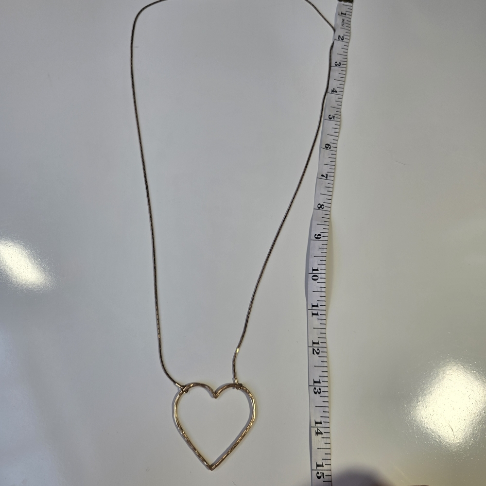 Plunder Gold-Tone Open Heart Pendant Necklace | Minimalist | Adjustable Chain - Picture 2 of 4